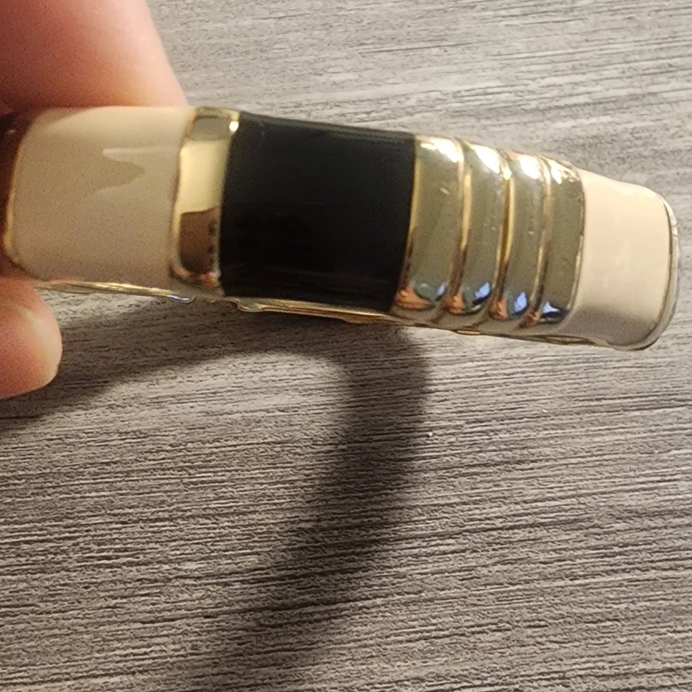 Gold Tone and Black‎ Bangle Bracelet